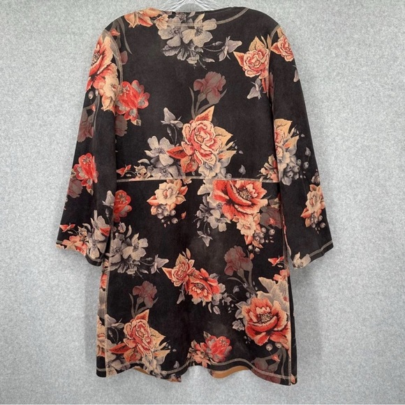 MONARC | Anthropology Faux Suede Floral Open Front Cardigan Size XS - Picture 2 of 9